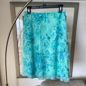 VINTAGE 90s “K Studio” Asymmetrical Tiered Ruffled Hem Crinkled Floral Skirt